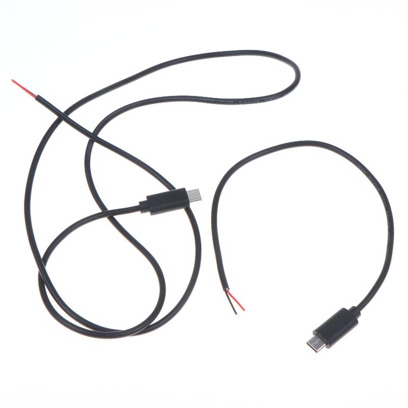 Кабель-удлинитель USB Type-C, кабель питания, штекер USB-C на 2 голых провода, разъем с открытым концом для DIY, ремонтный провод