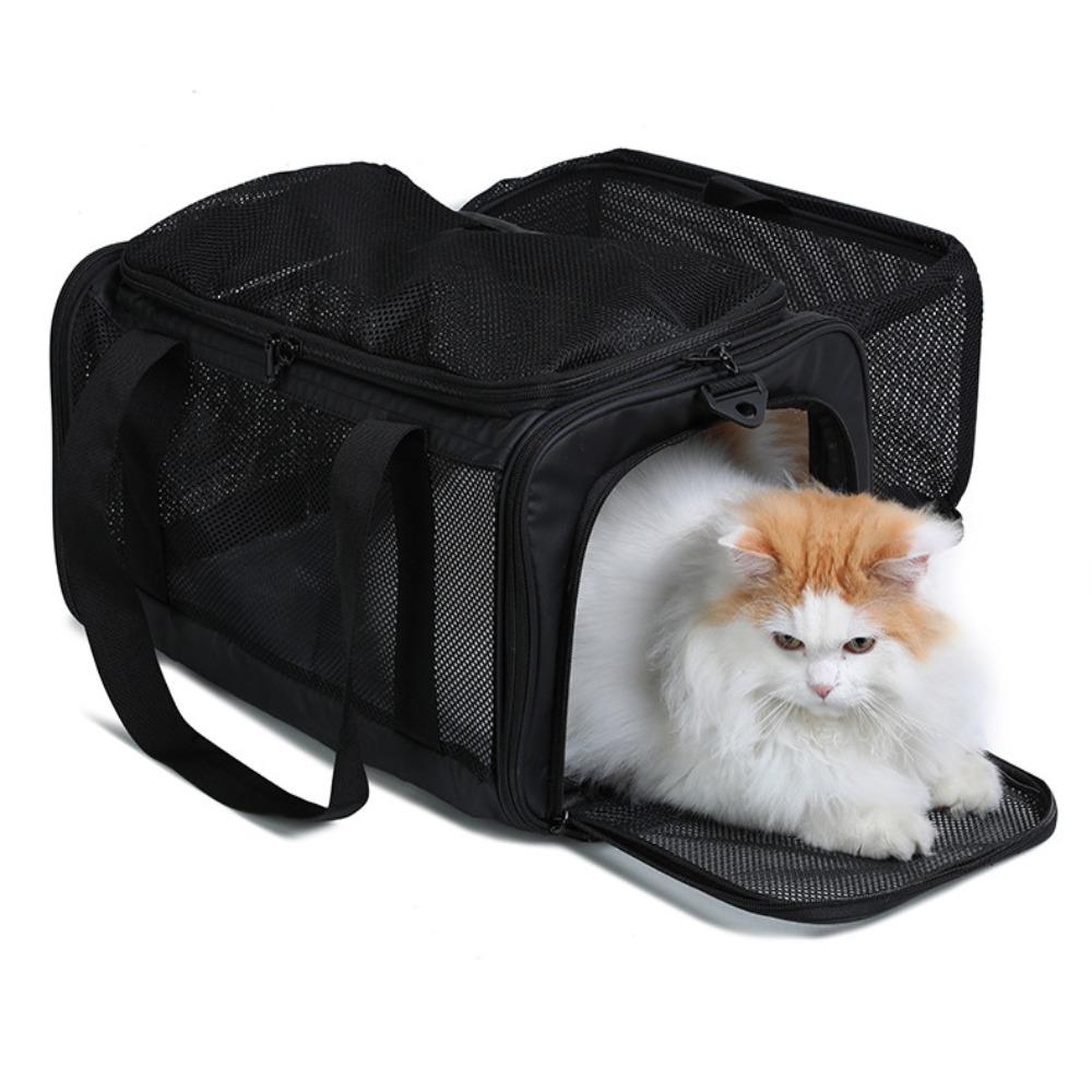 Lightweight Canvas Pets Travel Handbag Breathable Large Capacity Cat Bag Foldable Portable Pet Airline Bag Cat