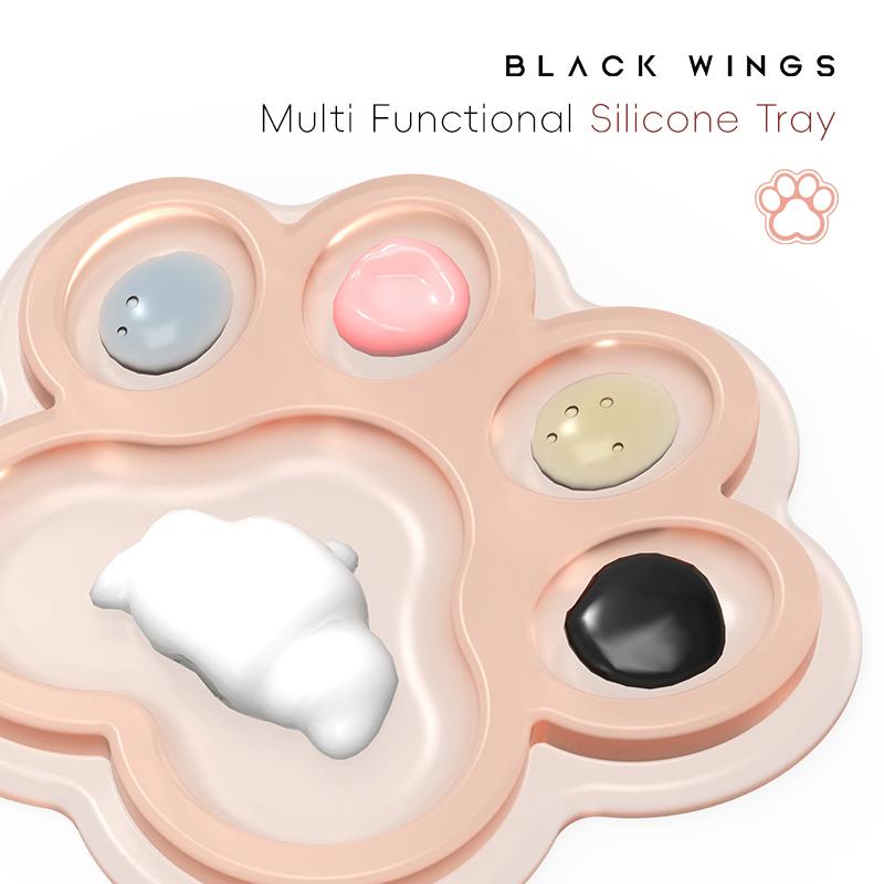 BLACKWINGS Многофункциональная силиконовая палитра для макияжа, нейл-арта, подтяжки ресниц и рисования, многоразовая доска для смешивания в стиле «кошачья лапка»