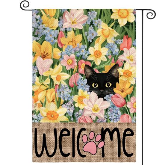Double-Sided Garden Flag for Porch 12x18 Inch Fade-Resistant Spring Floral Butterfly Print Decorative Flag for Outdoor Yard Patio Mailbox Seasonal