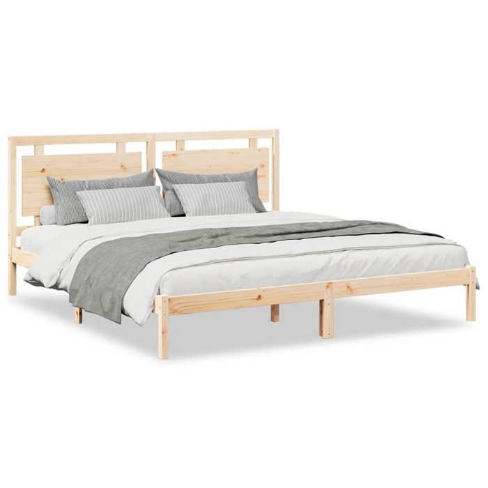 VidaXL Cadre de lit extra long sans matelas 200x220 cm bois massif, meuble de chambre à coucher, sommier, lit en bois, lit, 3309207