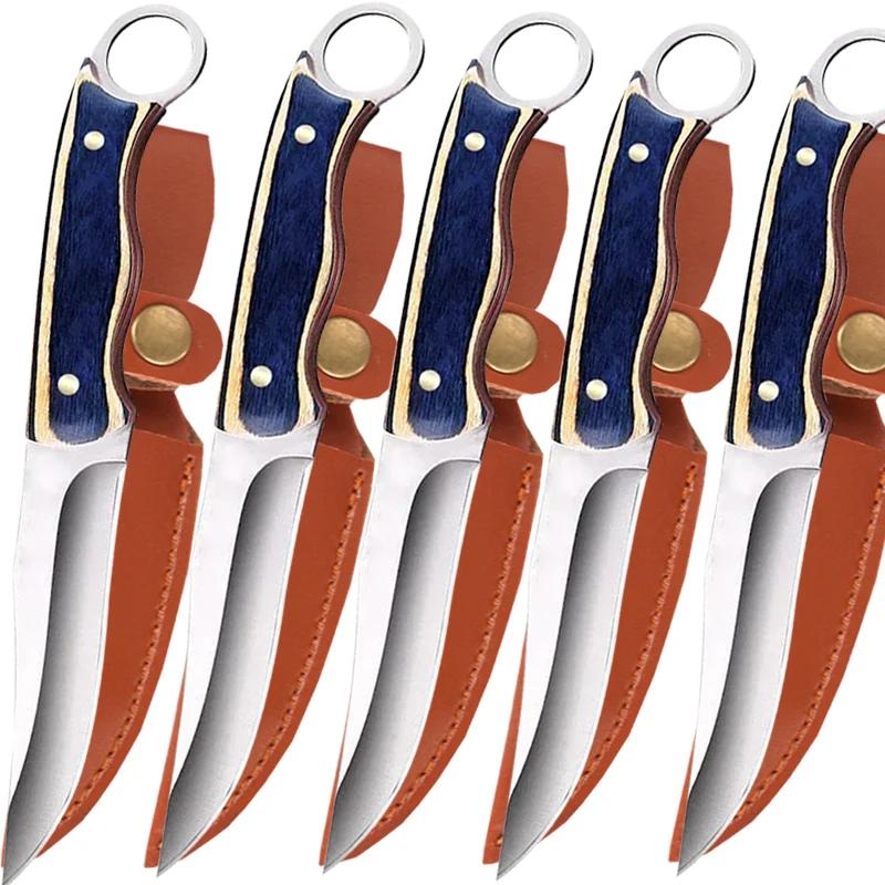 Кухонный тесак для мяса Монгольский нож Деревянная ручка Мясной нож для обвалки Портативный нож для барбекю Разделка мяса Острые ножи для рыбы