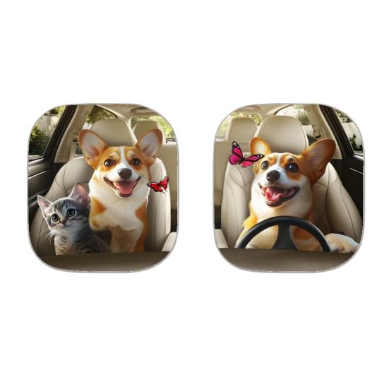 Yousheng 2 шт. Автомобильная солнцезащитная шторка с принтом животных, солнцезащитная шторка на лобовое стекло из алюминиевой фольги высокой плотности, блокирует УФ-лучи, солнцезащитный козырек, всесезонная защита, автомобильное солнце