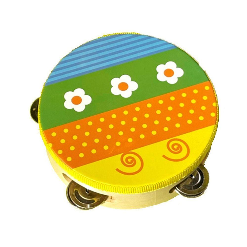 Music Toys Tambourine Cartoon Pattern Kids Bell Drum Children Hand Drum Baby Gifts