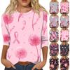 Женская модная повседневная блузка с рукавами 7/8, принтом, свободного кроя, с круглым вырезом