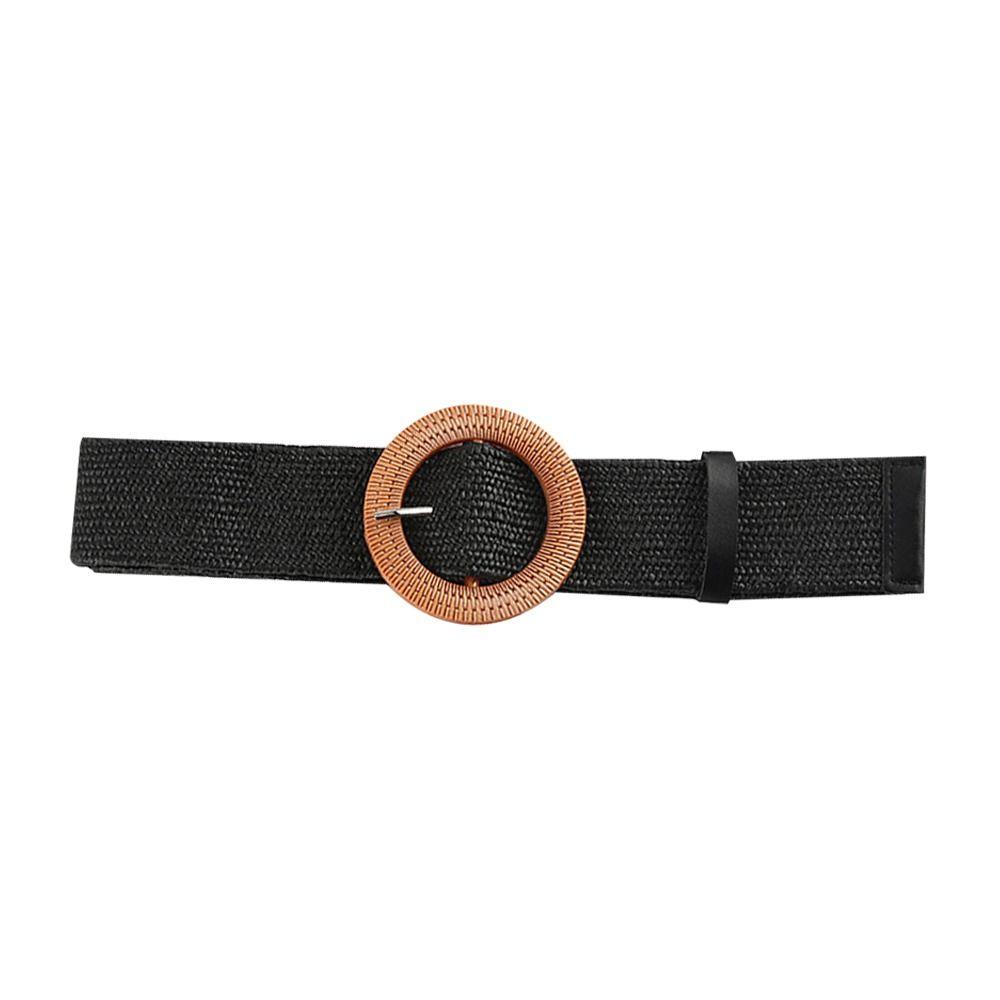 Summer Elastic Casual Wide Waist Belt Straw Belt Braided Waistbelt