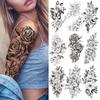 NEW 1PCS Tattoo Temporary Black Sunflower Peony Flower Tattoo Sticker Female Temporary Tattoo Water Transfer Print Waterproof Fake Tattoo Woman