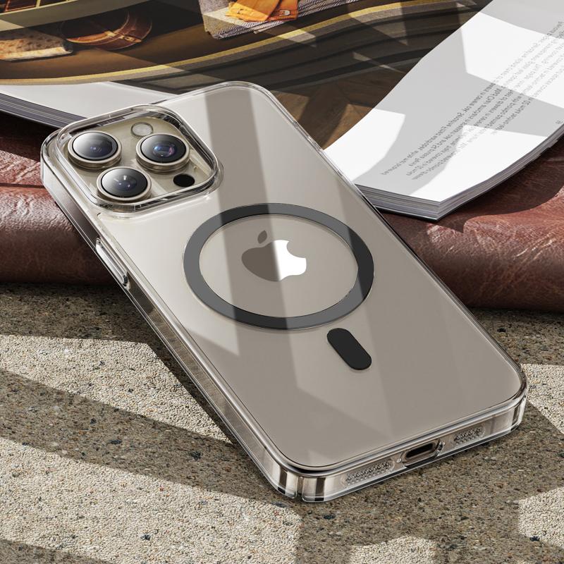 Прозрачный закаленный стеклянный чехол Magsafe для беспроводной зарядки iPhone 15 14 Pro Max 15 14 Plus, не желтеющий жесткий чехол-бампер из ПК