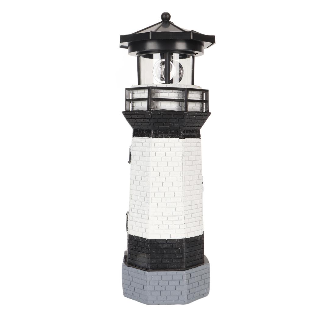 Solar Lighthouse 360 Degree Rotating Lighthouse Decoration Fadeless Resin LED Garden Lighthouse for