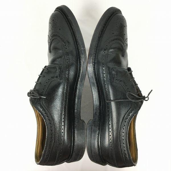 1973/ 70s Vintage FLORSHEIM Imperial Kenmoor Long Wingtip Black Size 10C 26.527.5(USED)