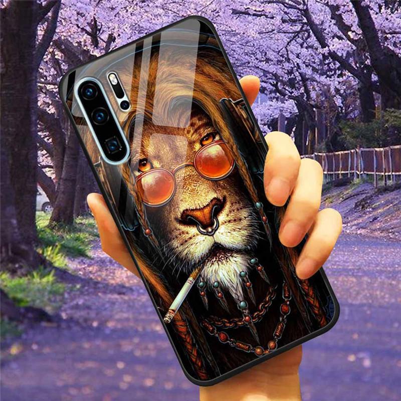 Чехол для телефона Huawei P30 Pro Lite Чехол Закаленное стекло Космический Волк Лев Funda для HUAWEI P30 Lite Роскошные чехлы P30Pro P 30 Кошка