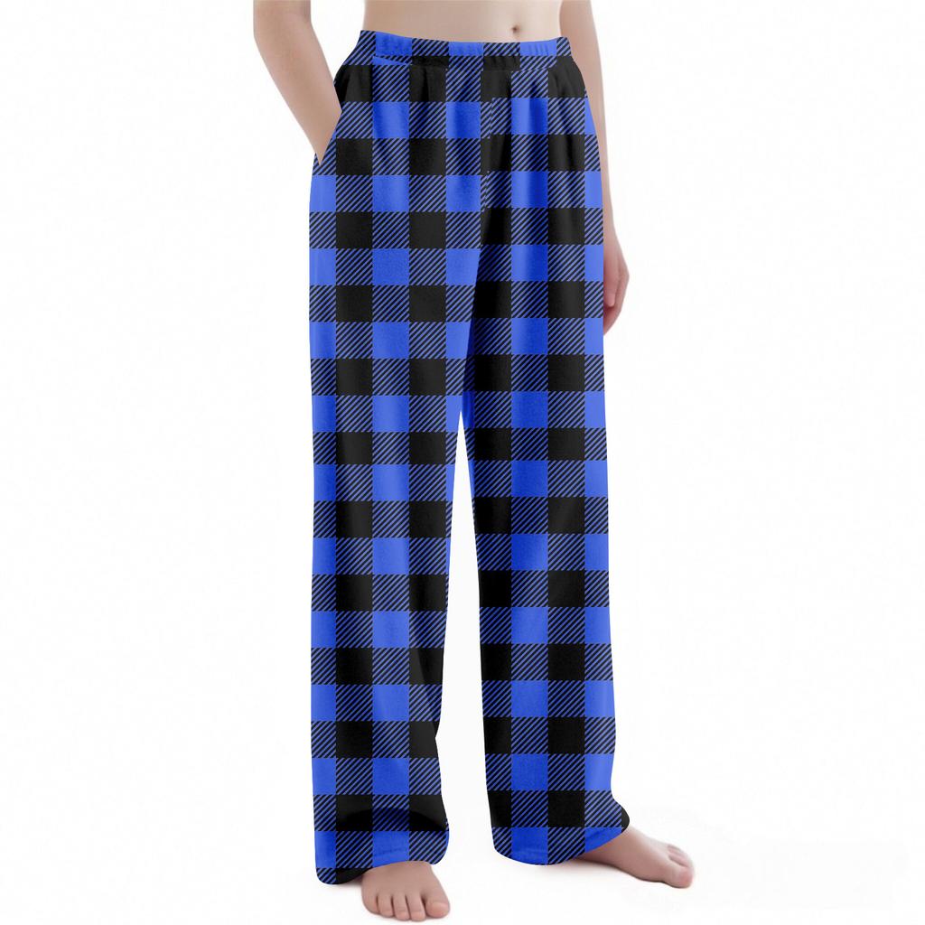 Детские рождественские брюки с клетчатым принтом, плюшевые повседневные брюки