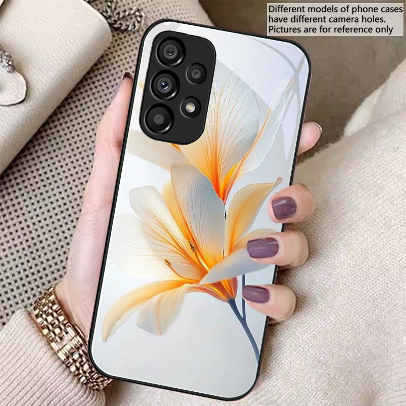 Фиолетовый Цветок Лилии Для Samsung Galaxy S23 Ultra 24 Plus S20 21 FE S25 Ultra A70 A72 73 51 52 53 Закаленное Стекло Чехол Для Телефона