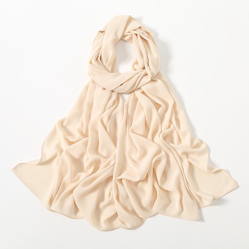 Женский тяжелый шифоновый хиджаб-шарф Премиальный шифон Мусульманские хиджабы Однотонный Хорошая строчка Макси обертывание Однотонный Мусульманский женский шаль