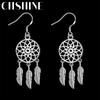 925 Sterling Silver Dream Catcher Feathers Earrings for Women Fashion Party Wedding Accessories Jewelry