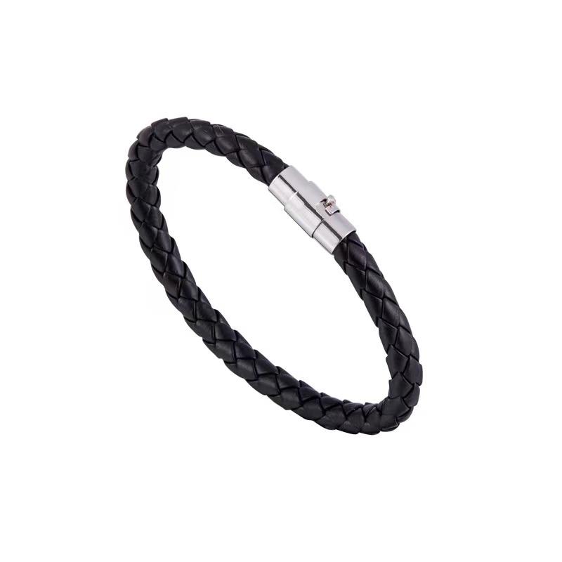Leather Rope Woven Bracelet Leather Couple Bracelet Unisex Women Men Braided Leather Steel Magnetic Clasp Bracelet Handmade