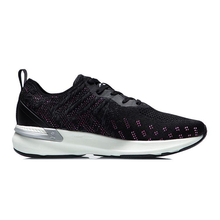 Li Ning Lan One Piece Woven Sports Rebound Low Top Running Shoes Women Sneaker Cold-Sand-Black ARHR132-1
