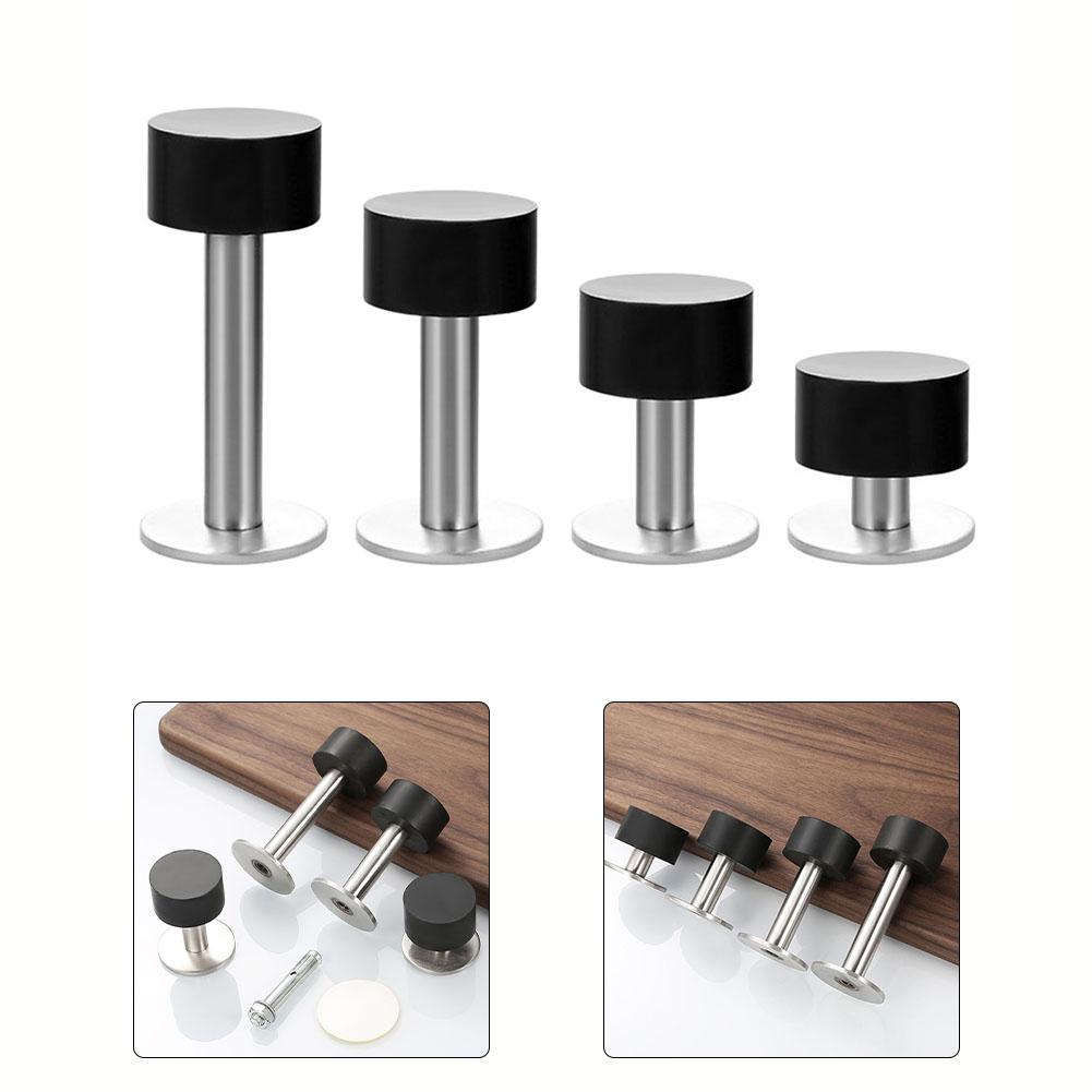 Бесшумный резиновый дверной упор с защитой стен в раме из нержавеющей стали