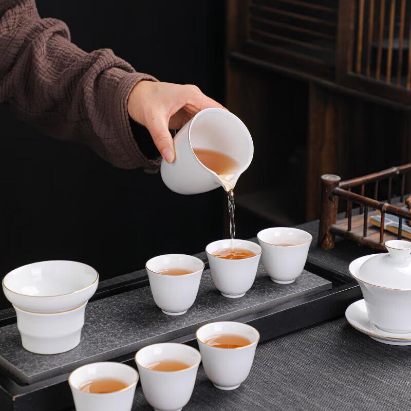 Dehua Jade Porcelain Gongfu Tea Set with Scent Cups