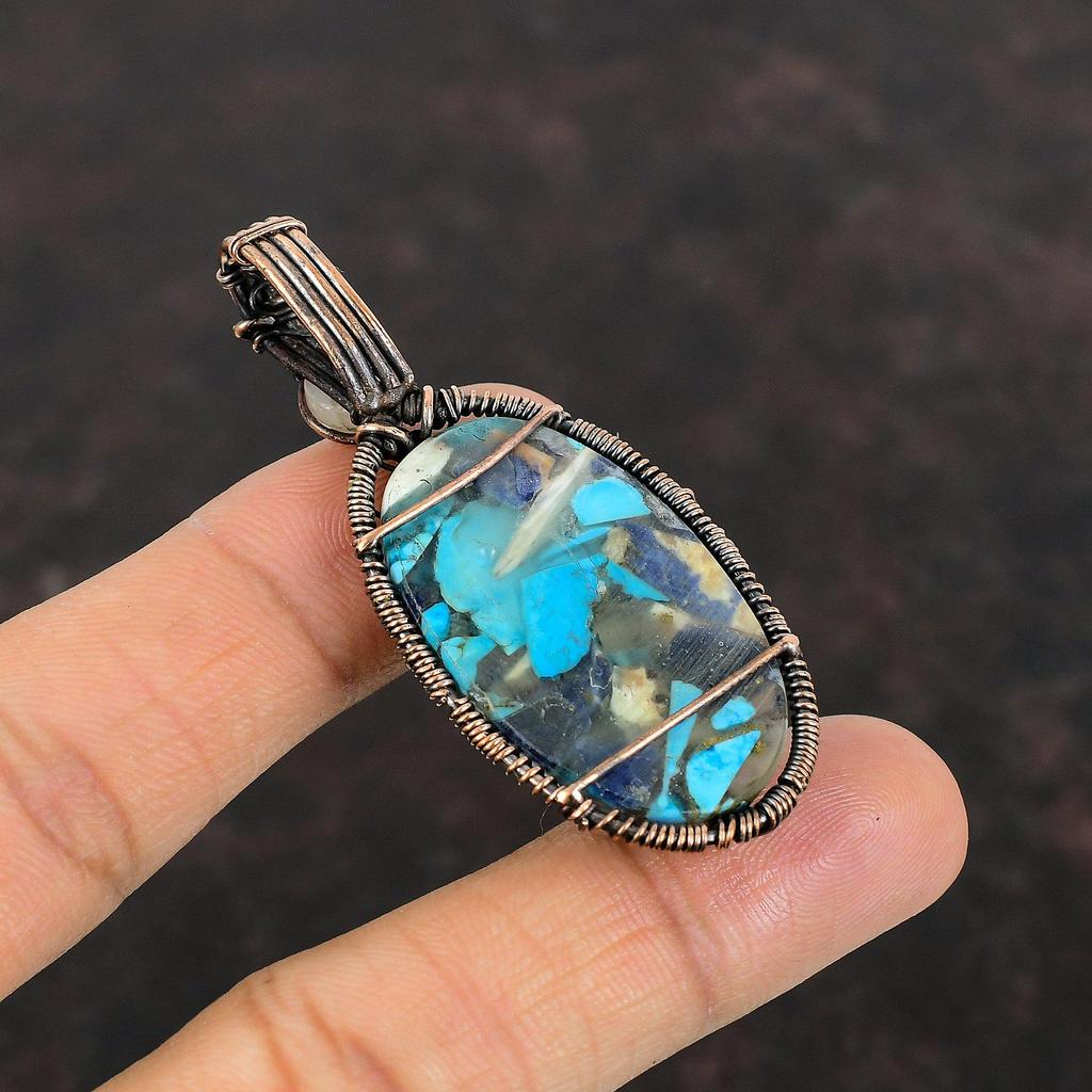 Древо Жизни Медный Кулон Синий Бирюзовый Медная Проволока Оплетенный Радужный Лунный Камень Кулон Ручной Работы Драгоценный Камень Ювелирные Изделия Медный Кулон Для Подарка