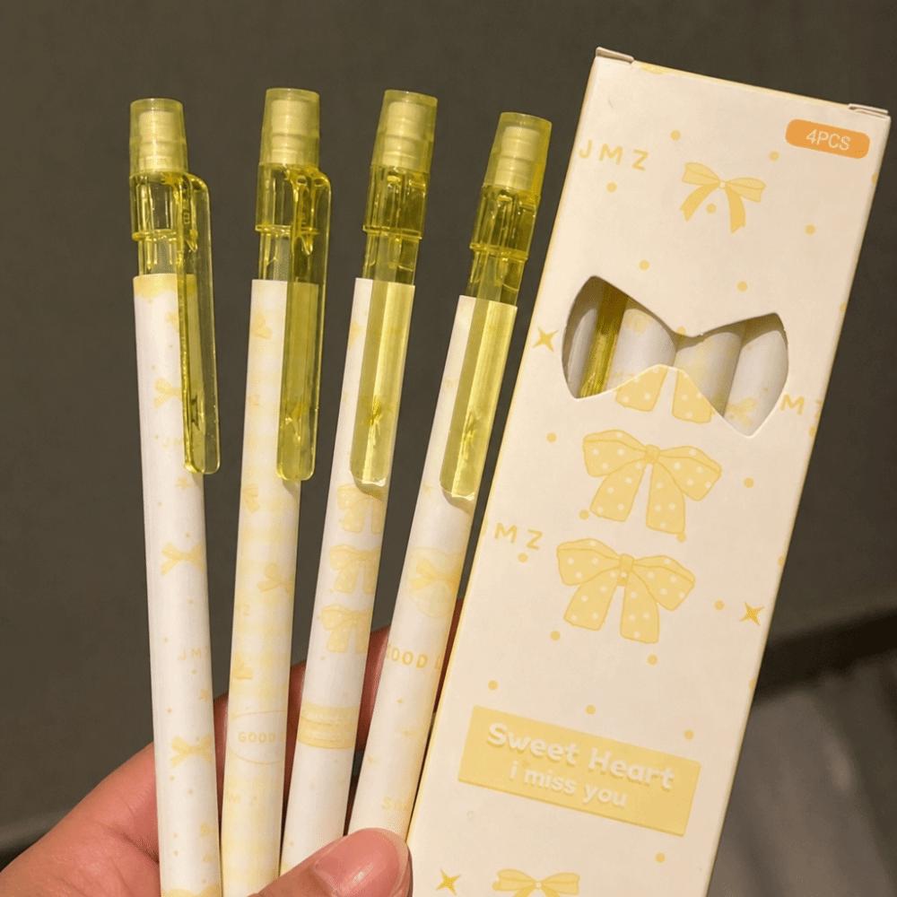 4PCS/Set Bow Series 2B Pencils with Eraser Top Writing Pencils Kawaii Automatic Pencils  Gift