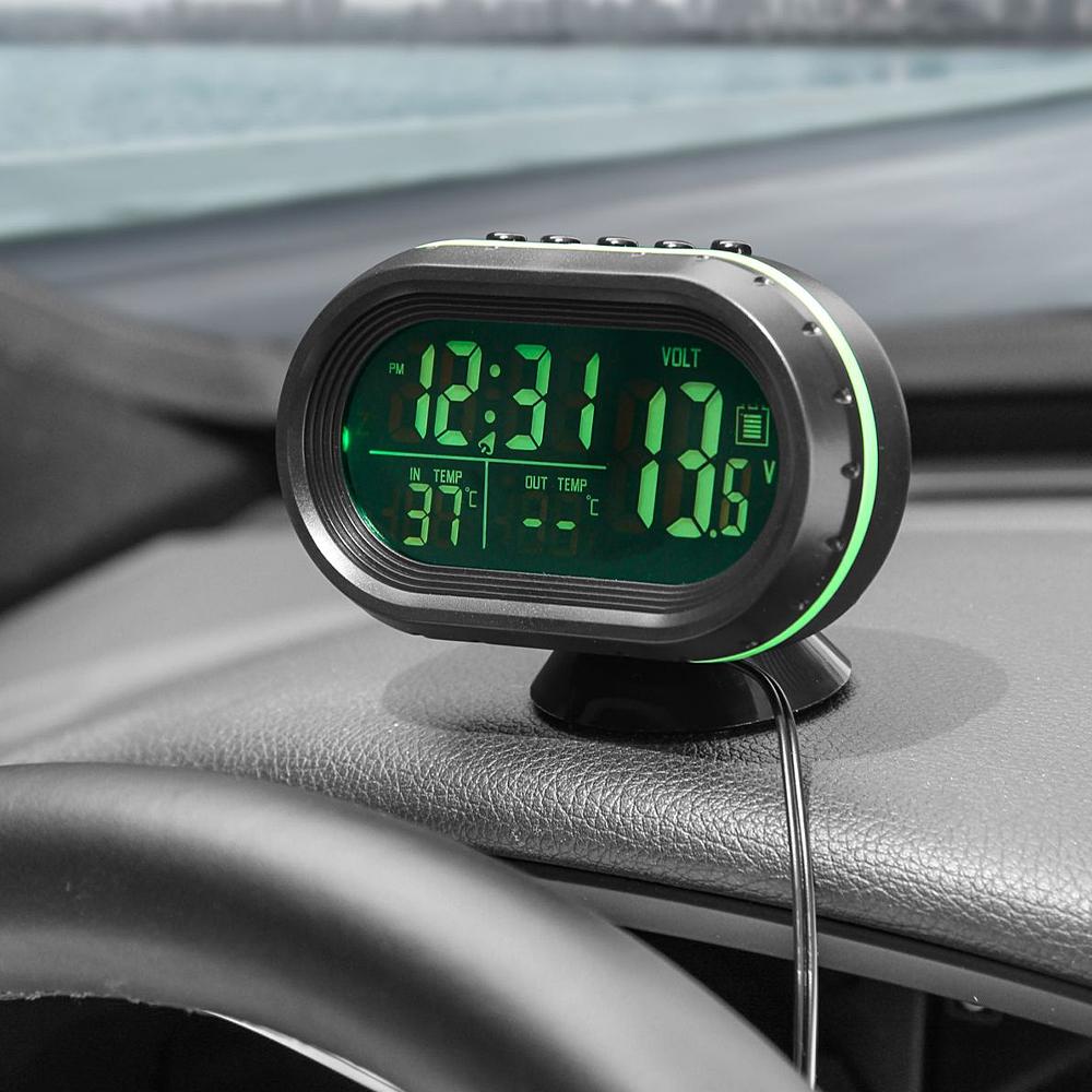 3 In 1 12/24V Car Volt Meter Auto Digital LED Car Voltmeter Thermometer Car Truck USB Charger Current Meter Volt Detector