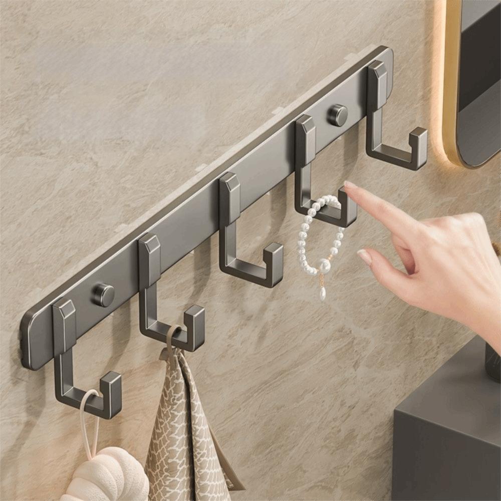 No Drill Wall Hook Rack Multi-Hook Metal Towel Hanger Practical Towel Hanger Hook Bathroom