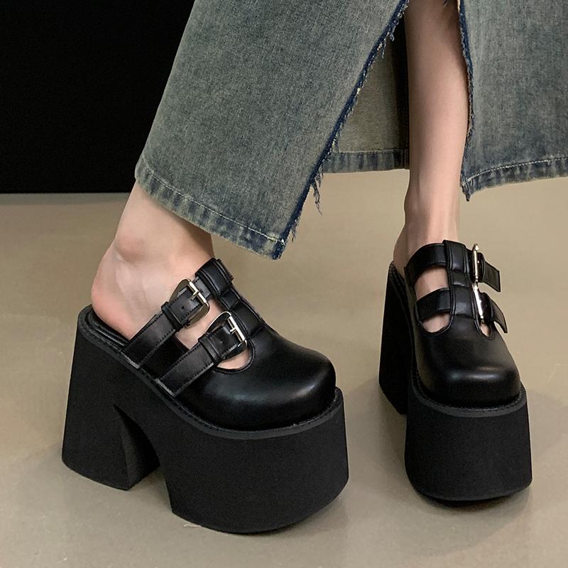 Fashion New Style Luxury Women's Slippers for Large-sized Women Wear Slippers of Size 34-43 Summer 11cm Thick-bottomed Zapatos Mujer