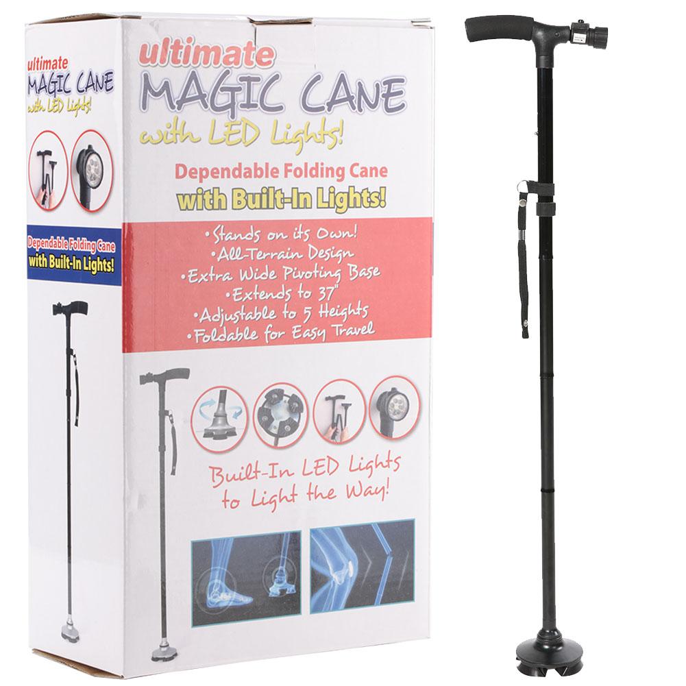 Складная светодиодная трость для безопасной ходьбы с регулировкой высоты, волшебная трость для пожилого человека