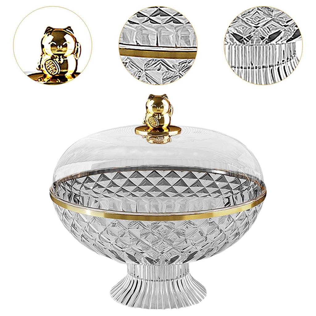 Фруктовая корзина-подставка с крышкой 21x25,8 см Декоративный поднос для хранения Сливной дизайн для семейных посиделок Легкий