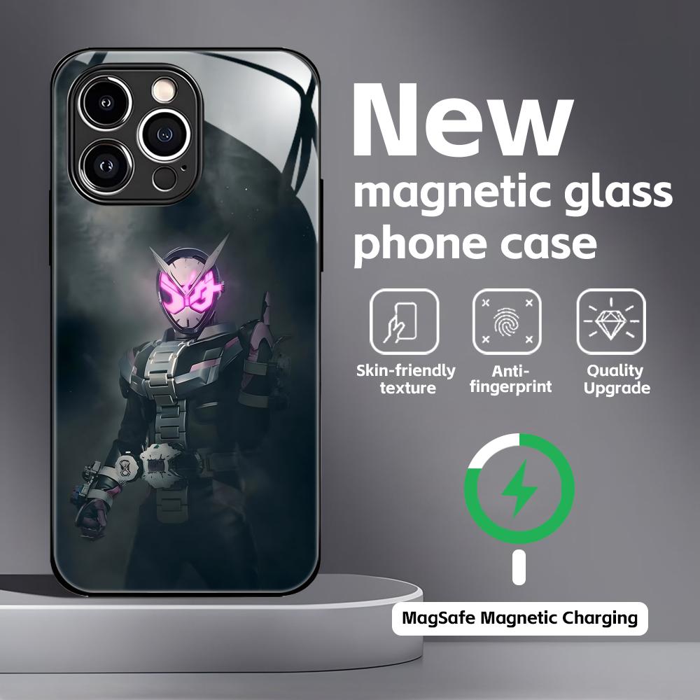 Чехол для телефона Kamen Rider для iPhone17 16 15 14 13 12 11 X XR XS 8 Plus Mini Pro Max Стеклянный Магнитный Чехол