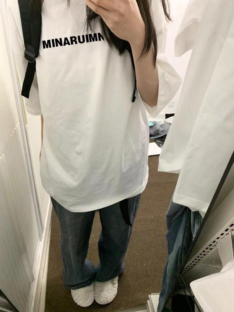 Women's Plus Size Retro White Mid-Length Cotton T-Shirt