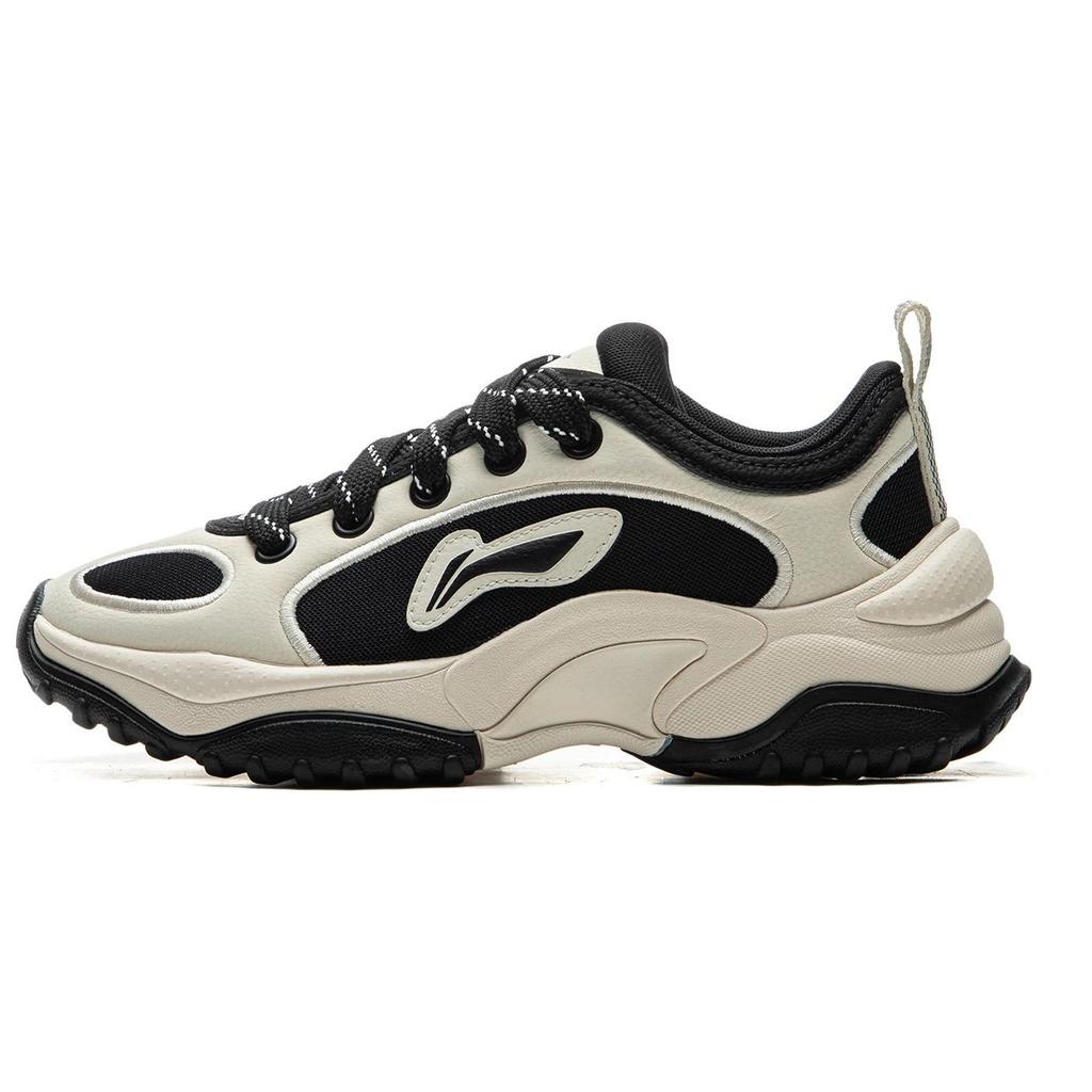 Кроссовки Li Ning Milkshake Soft Rebound Retro с толстой подошвой, амортизирующие, износостойкие, низкие, повседневные, женские, цвет черный, коричневый AGCU404-1