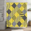 Modern Geometric Pattern Bathroom Shower Curtain Set Decorative Home Accessory in Bold Yellow Gray Colors for Bathrooms.