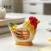 Hand Carved Wood Art Wooden Rooster Statue, Painted Chicken Rustic Statue Tabletop Decor Figurine, Animal Craft for Home Display Creative Shelf