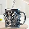 Кружка для кофе с ручкой V8/V6 Дизайн двигателя из нержавеющей стали Формованная Домашняя Кухонная Ручная Работа Стаканы для воды С двойными стенками Изолированная