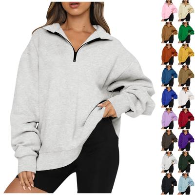 Женская повседневная модная однотонная толстовка на молнии с длинными рукавами, топ