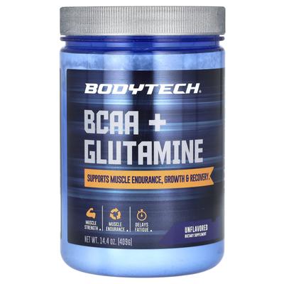 BCAA + Глютамин Порошок, Без вкуса, 14.4 унции (409 г)