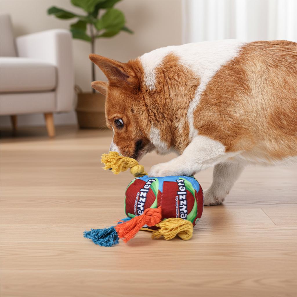 Interactive Durable Modern Animal Print Candy Ball Double Knot Rope Cute Squeak Dog Chew Stuffed Toys for Dog Play