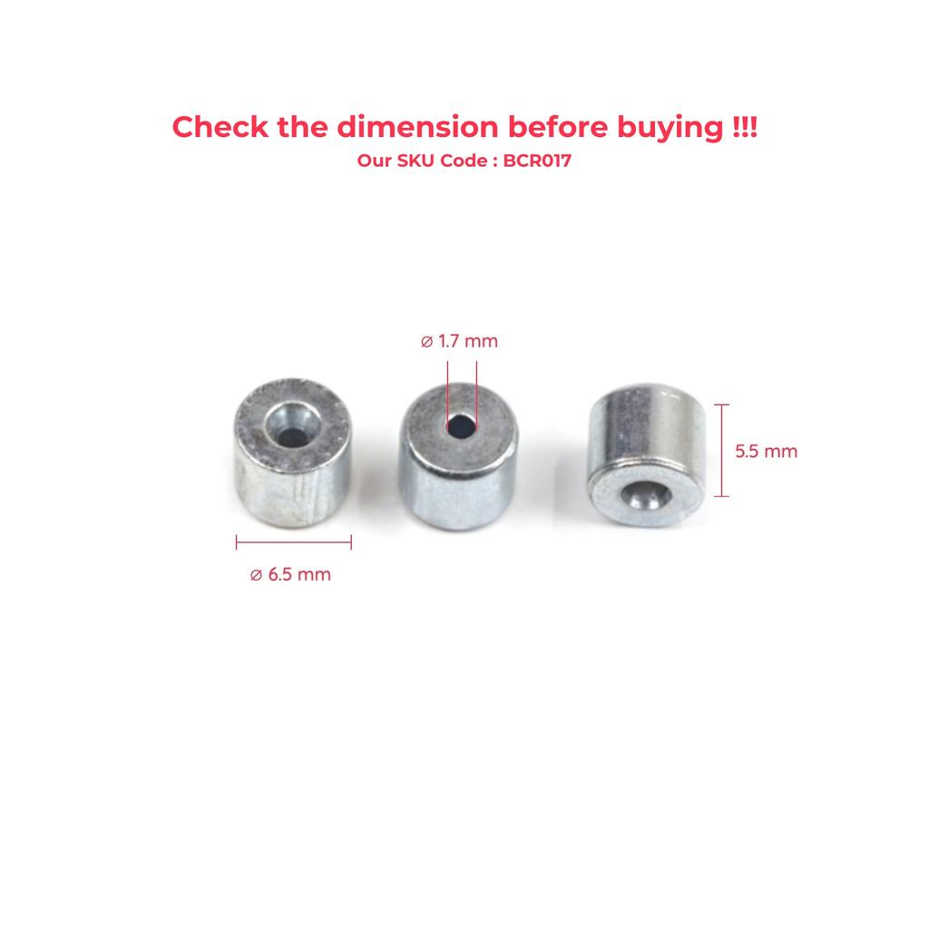 BCR017 100 шт. Ремонтный стальной трос для стеклоподъемника автомобиля, концевой штифт, стопорная втулка, заклепка 6,5x5,5/1,7 мм