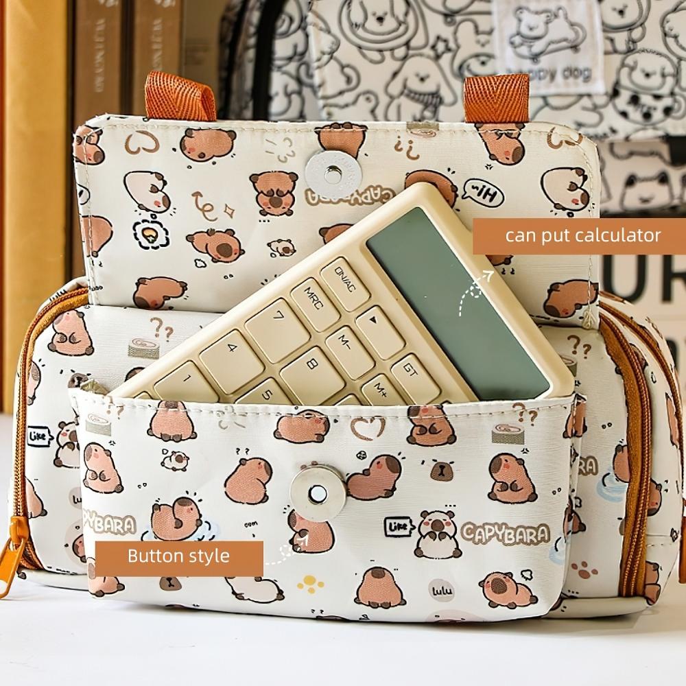 Супер милая сумка-карандаш, чехол для ручки «Счастливая собака и капибара», сумка для хранения школьных канцелярских принадлежностей