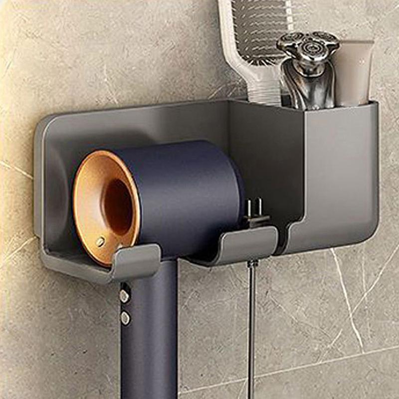 Настенный держатель для фена для ванной комнаты без перфорации, стеллаж для хранения, органайзер, полка