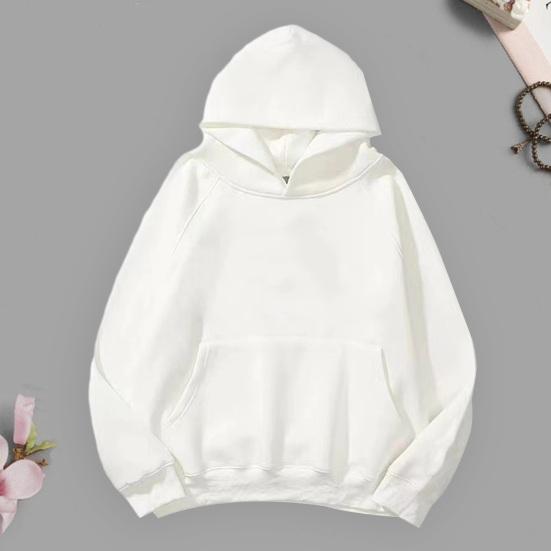 Men Hoodie with Solid Color Hood Large Front Pocket Pullover Sweatshirt Loose Fit Sports Tops Street Wear