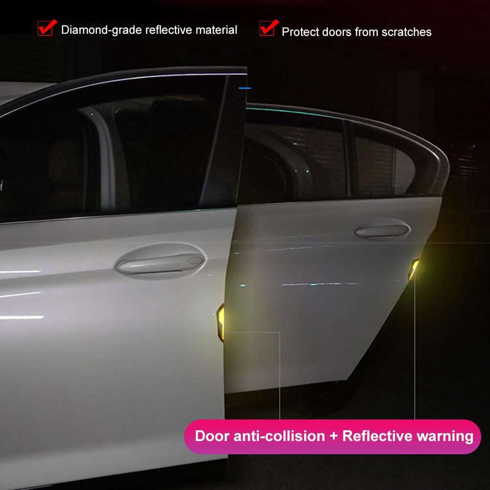 2 шт., светоотражающие полосы для автомобиля, защита для бампера, защитная наклейка из углеродного волокна, предупреждающая наклейка для автомобиля, лента против царапин, украшение автомобиля