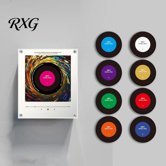 Decorative Acrylic Fridge Magnet Magnetic Refrigerator Music Player, NFC Enabled Vinyl Record Magnet, Home Kitchen Box with LED Light, Decoration for