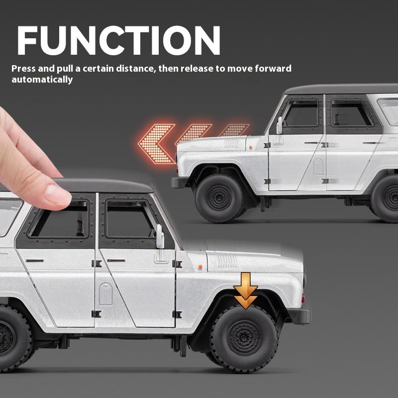 1/18 Российский УАЗ Хантер Модель автомобиля Металлическая литая Внедорожный Игрушечный автомобиль, Имитация звука и света Игрушка на Хэллоуин подарок