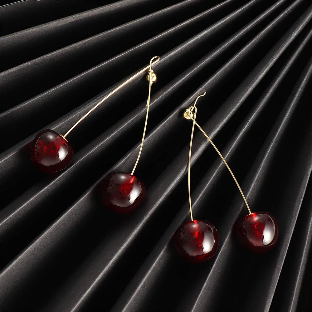 Вечеринка Длинные Красные Вишни Фрукты Модные Аксессуары Висячие Серьги Ювелирные Изделия Подвески Серьги Серьги-гвоздики