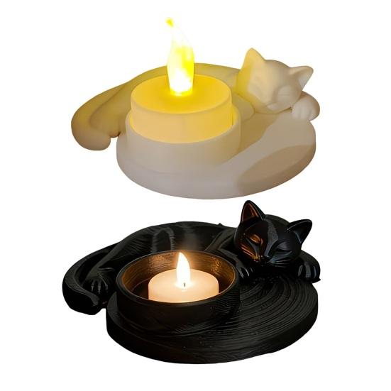 Umbra Studio 3D-печатный подсвечник-кошка, подставка для чайной свечи, гладкая, без заусенцев, милая фигурка со стабильным широким основанием, двойное использование: Декор и лоток для хранения для