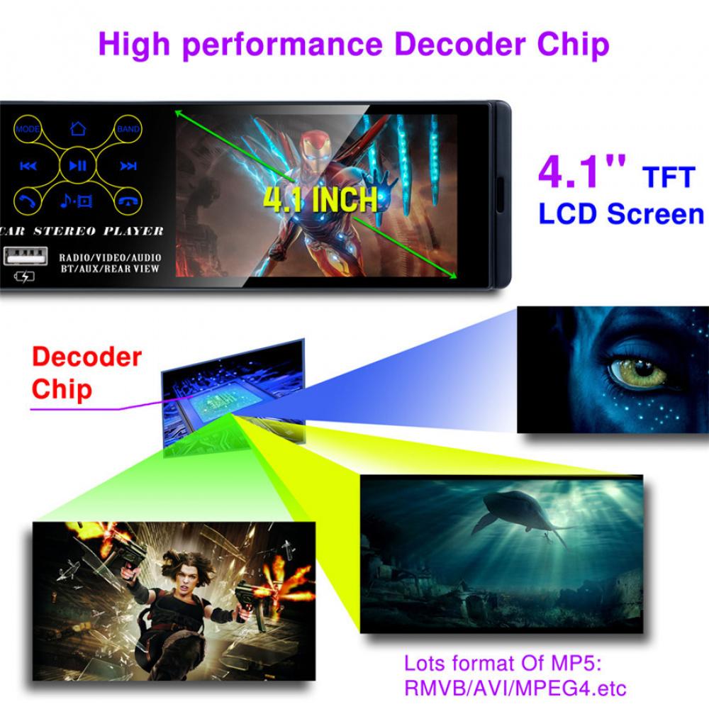 1 Dincar 4.1" Сенсорный Экран Mp5 Радио Плеер Аудио АМ FM Радио Bluetooth С Камерой