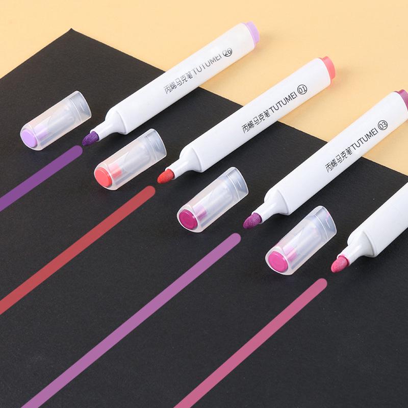 Набор водостойких художественных маркеров одного цвета, 36 штук - Черный, Белый, Красный непрозрачный - Идеально для детского рисования